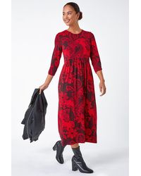 Roman Petite - Paisley Print Midi Stretch Dress - Lyst