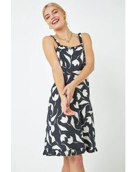 D.u.s.k - Sleeveless Floral Frill Hem Dress - Lyst
