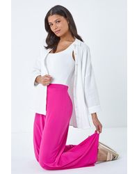 Roman - Elastic Waist Wide Leg Stretch Trousers - Lyst
