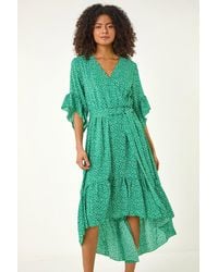 D.u.s.k - Ditsy Floral Print Ruffle Midi Dress - Lyst