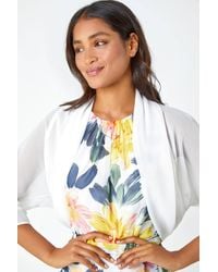 Roman - 3/4 Sleeve Ruched Hem Chiffon Bolero - Lyst