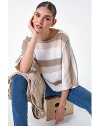 Roman - Stripe Print Cotton Tunic Top - Lyst
