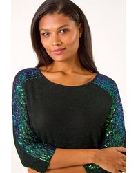 Roman - Sequin Detail Stretch Tunic Top - Lyst