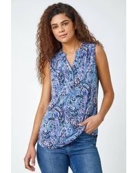 Roman - Paisley Print Sleeveless Stretch Top - Lyst