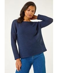 Roman - Crochet Cotton Jersey Top - Lyst