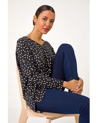 Roman - Spot Print Stretch Tunic Top - Lyst