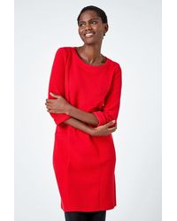 Roman - Textured Cotton Blend Shift Stretch Dress - Lyst