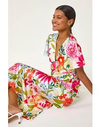 Roman - Floral Satin Midi Dress - Lyst