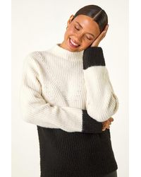 Roman - Colour Block Funnel Neck Knit Jumper - Lyst