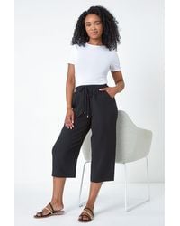 Roman Petite - Linen Mix Wide Cropped Trousers - Lyst