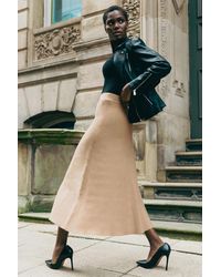 Roman - Knitted Elastic Waist A Line Midi Skirt - Lyst