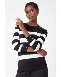 Roman - Button Detail Stripe Print Jumper - Lyst