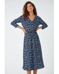 Roman - Abstract Spot Print Midi Stretch Dress - Lyst