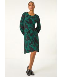 Roman - Ditsy Floral Gathered Stretch Dress - Lyst