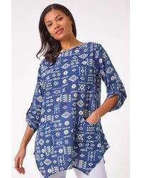 Roman - Longline Print Tunic Top - Lyst