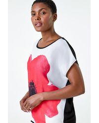 Roman - Floral Embellished Longline Stretch Top - Lyst