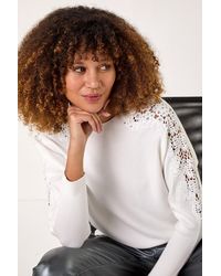 Roman - Contrast Sleeve Trim Knit Jumper - Lyst