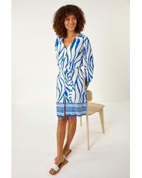Roman - Abstract Border Tie Shirt Dress - Lyst