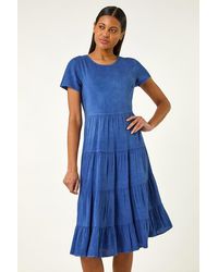 Roman - Tiered Smock Midi Dress - Lyst