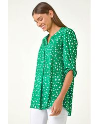 Roman - Abstract Spot Print V-Neck Tunic Top - Lyst