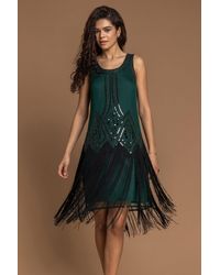 Roman - Sequin Fringe Hem Flapper Dress - Lyst
