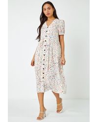 D.u.s.k - Ditsy Spot Print Button Down Dress - Lyst