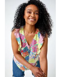 Roman Petite - Floral Frill Detail Button Top - Lyst