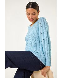 Roman - Classic Cable Knit Pointelle Jumper - Lyst