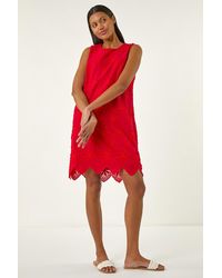 Roman - Flower Embroidery Shift Dress - Lyst