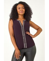 Roman Petite - Stretch Sparkle Trim Top - Lyst
