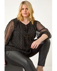 Roman Curve - Tie Neck Metallic Top - Lyst