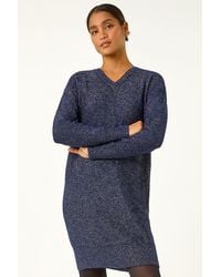 Roman - Sequin Detail Knitted Dress - Lyst