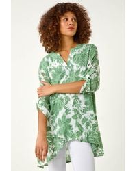 Roman - Floral Print Wrap Hem Tunic Top - Lyst