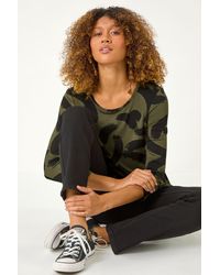 Roman - Brush Print Hanky Hem Top - Lyst