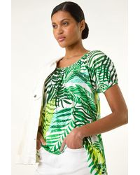 Roman - Leaf Asymmetric Stretch Tunic Top - Lyst