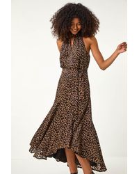 D.u.s.k - Animal Print Halter Neck Jacquard Midi Dress - Lyst