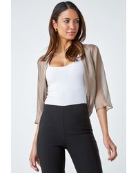 Roman - Ruched Hem Chiffon Bolero - Lyst