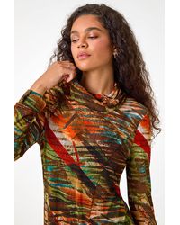 Roman - Abstract Print Cowl Neck Tunic Top - Lyst