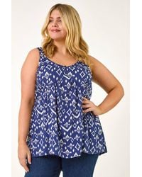 Roman Curve - Ikat Print Woven Vest Top - Lyst