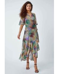 Roman - Abstract Print Maxi Wrap Dress - Lyst