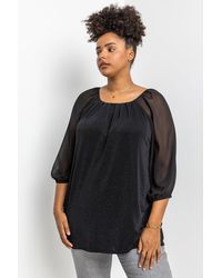 Roman Curve - Glitter Pleat Detail Tunic Top - Lyst