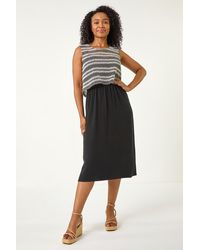 Roman Petite - Contrast Overlay Midi Dress - Lyst