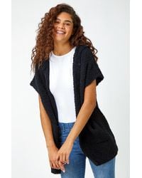 Roman - Hooded Teddy Longline Cardigan - Lyst