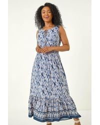 Roman Petite - Aztec Print Frill Midi Dress - Lyst