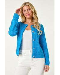 Roman Petite - Cable Knit Button Cardigan - Lyst