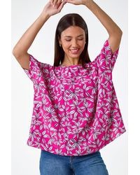 Roman - Leaf Print Oversized Top - Lyst