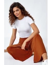 Roman - Elastic Waist Wide Leg Stretch Trousers - Lyst