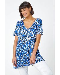 Roman - Abstract Print V-Neck Jersey Tunic Top - Lyst