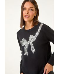 Roman - Bow Sequin Detail Knit Jumper - Lyst