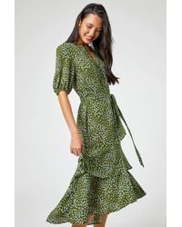 Roman - Ditsy Floral Frill Hem Midi Dress - Lyst
